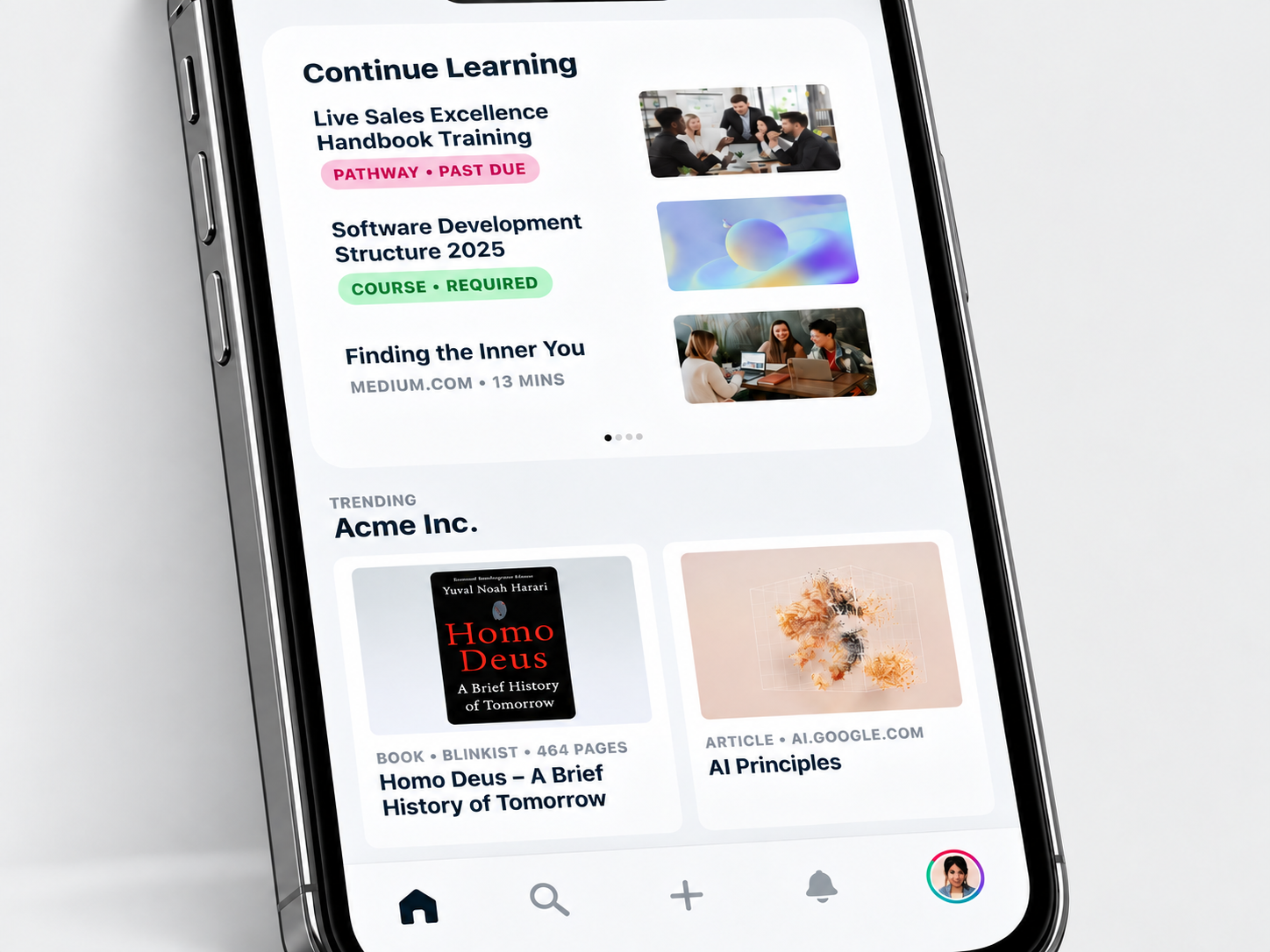 Degreed learning app displayed on an iPhone